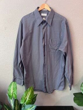 Van Heusen Men's Poplin Shirt in Slate Gray-Blue